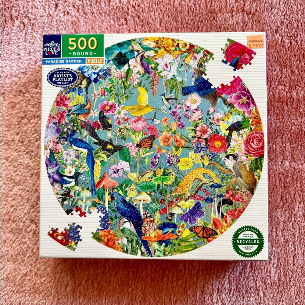 Eeboo Paradise Garden 500-Piece Round Puzzle